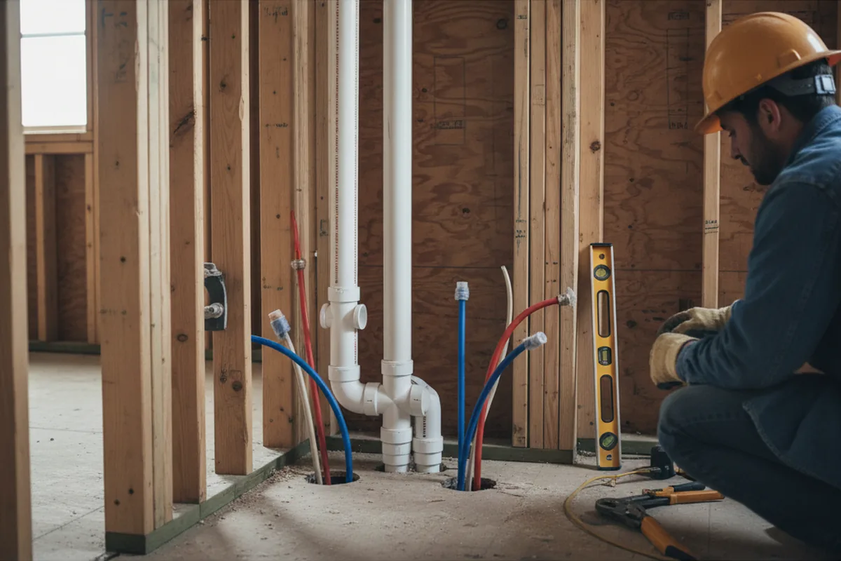 Drain and supply rough-in during Sump Pump Repair in La Plata