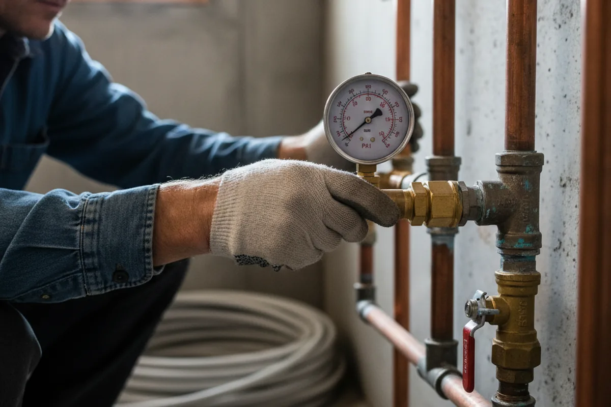 Pressure testing a repaired line during Water Line Repair in La Plata
